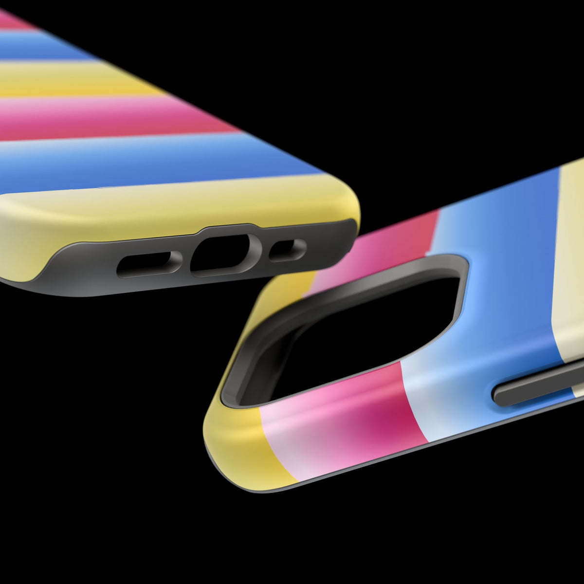 Striped Magnetic Impact-Resistant Phone Case — Colorful Pink Blue Yellow Protection