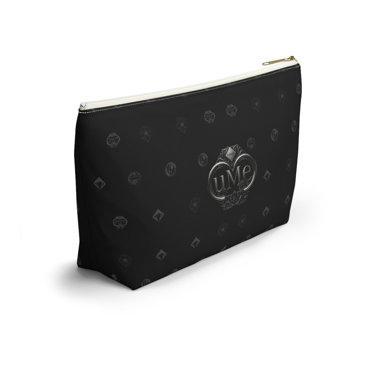 Black Luxe Logo Accessory Pouch — UME T-Bottom Cosmetic Bag
