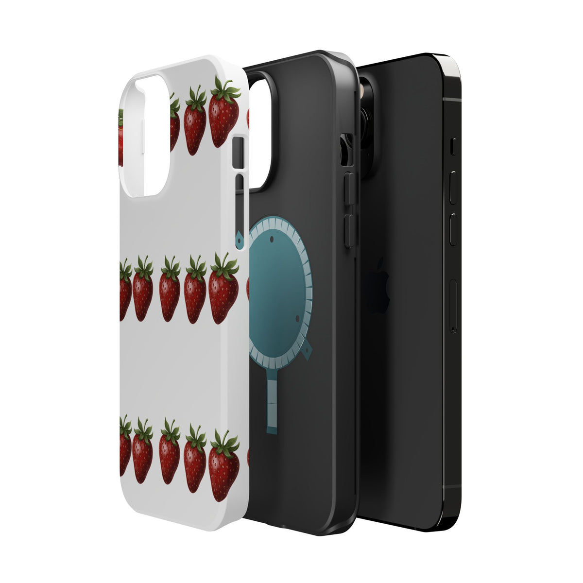 Strawberry Row Phone Case — White MagSafe Magnetic Impact-Resistant Cover