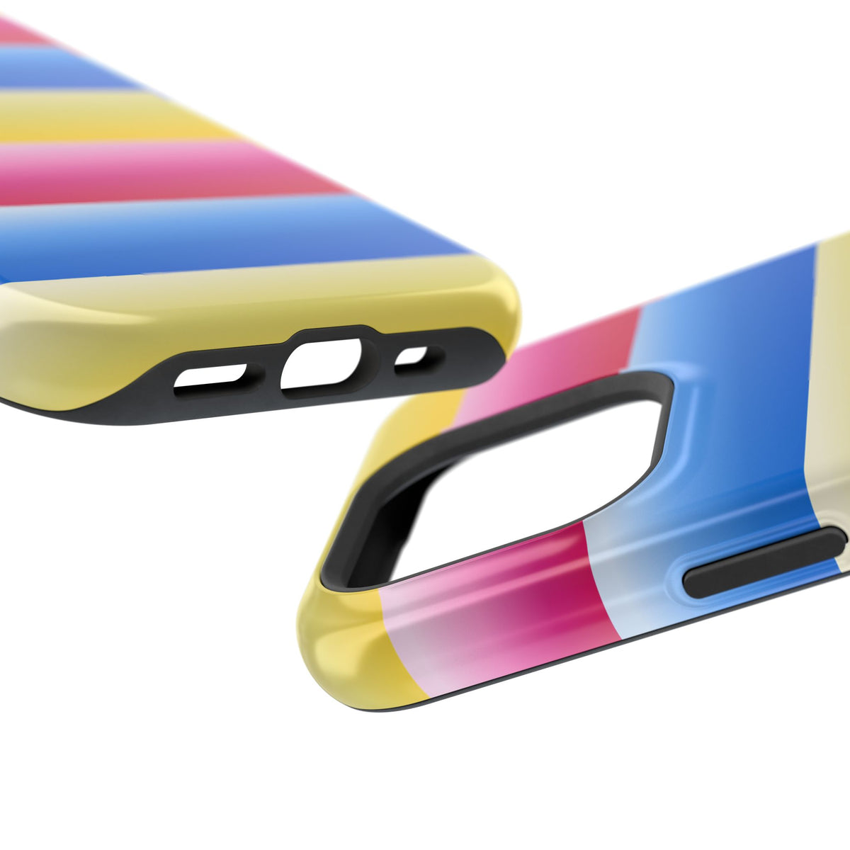 Striped Magnetic Impact-Resistant Phone Case — Colorful Pink Blue Yellow Protection