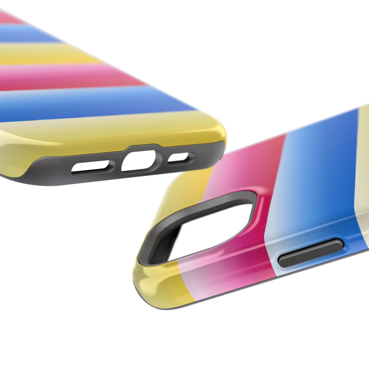 Striped Magnetic Impact-Resistant Phone Case — Colorful Pink Blue Yellow Protection
