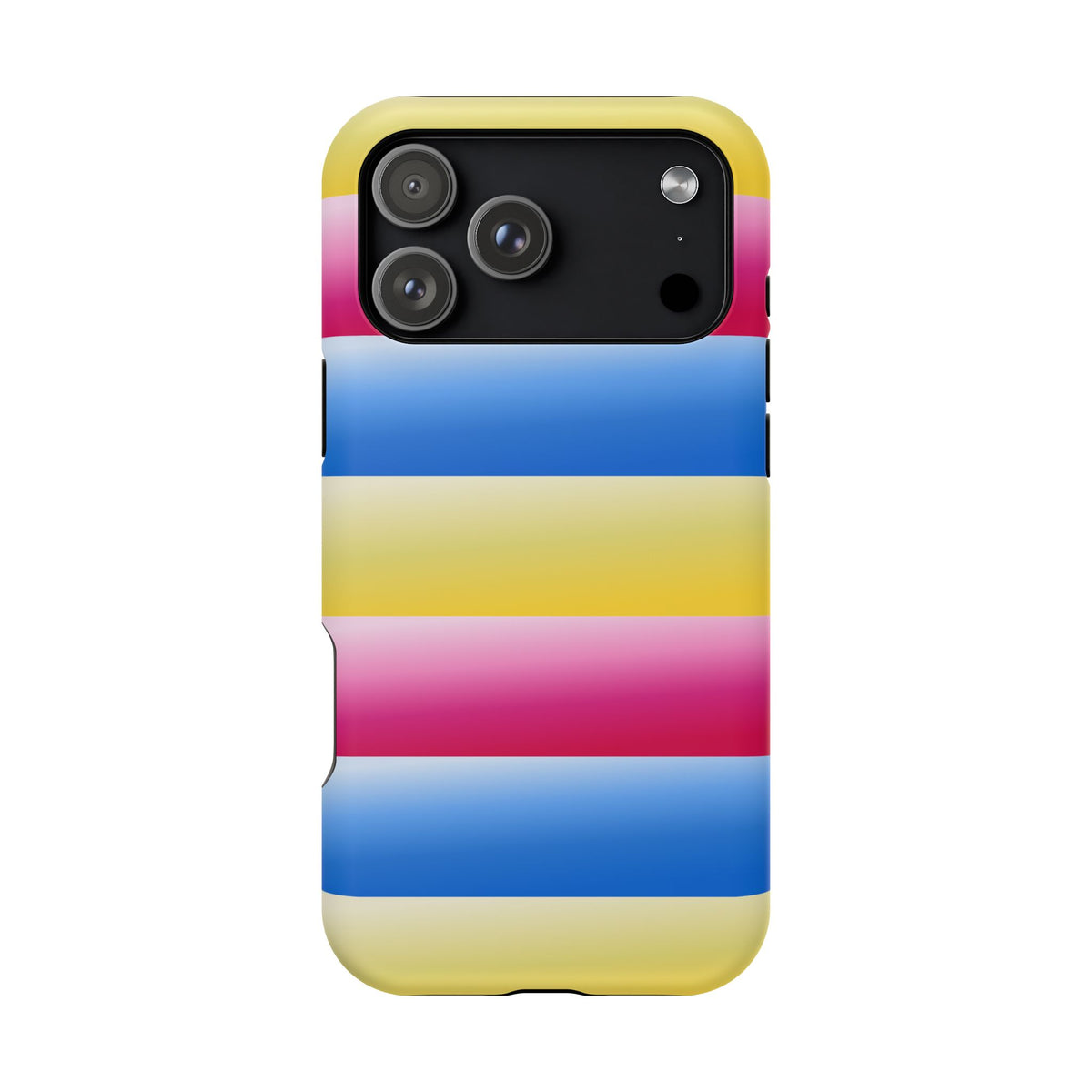 Striped Magnetic Impact-Resistant Phone Case — Colorful Pink Blue Yellow Protection