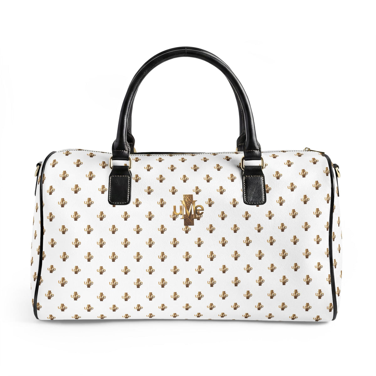 Faux-Leather Travel Bag — White and Gold Weekender