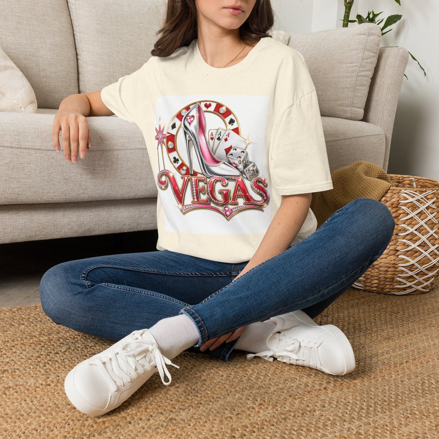 Las Vegas Casino Heels T-Shirt – Retro Vegas Cards & Dice Graphic