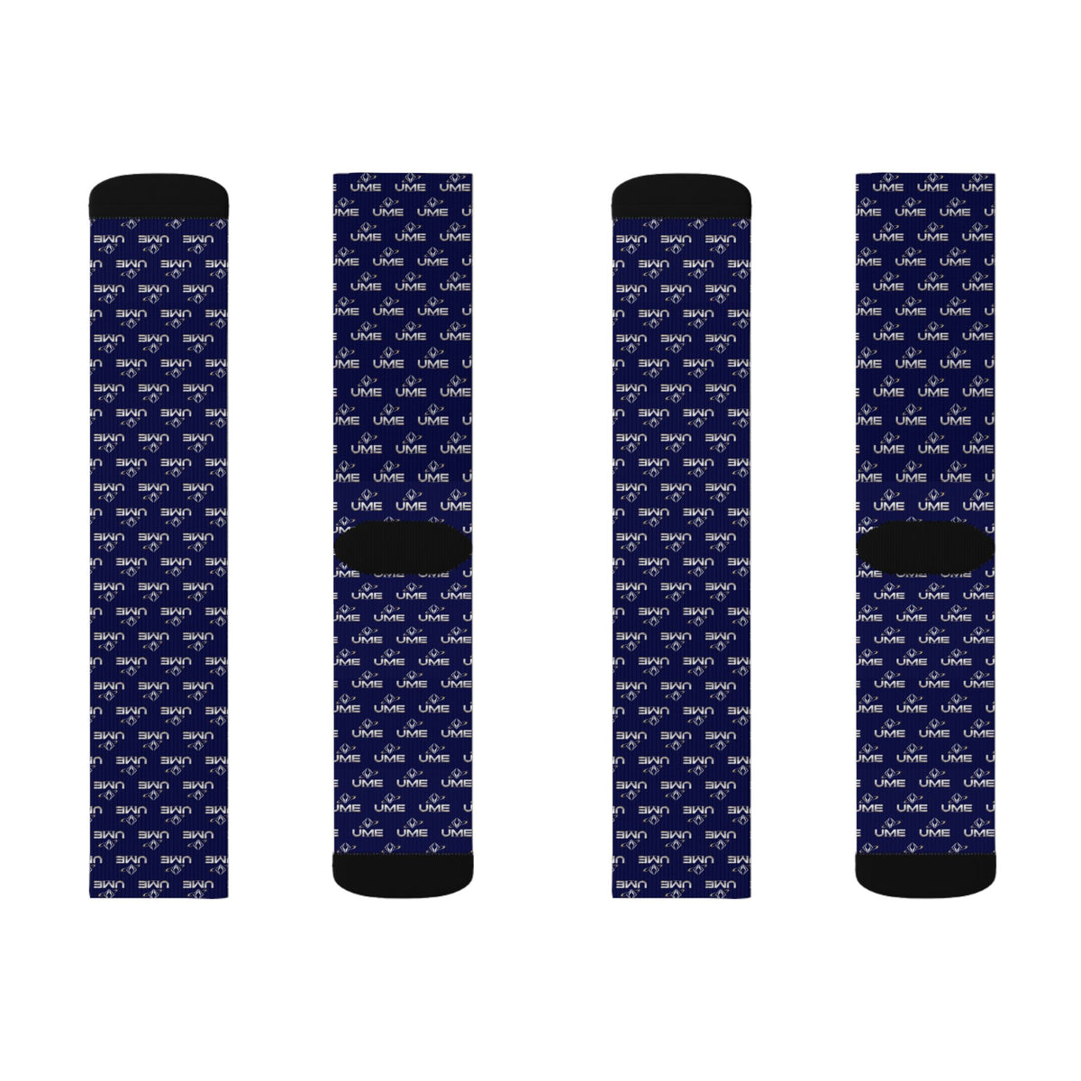 UME Monochrome Crew Socks — Navy All-Over Sublimation Print