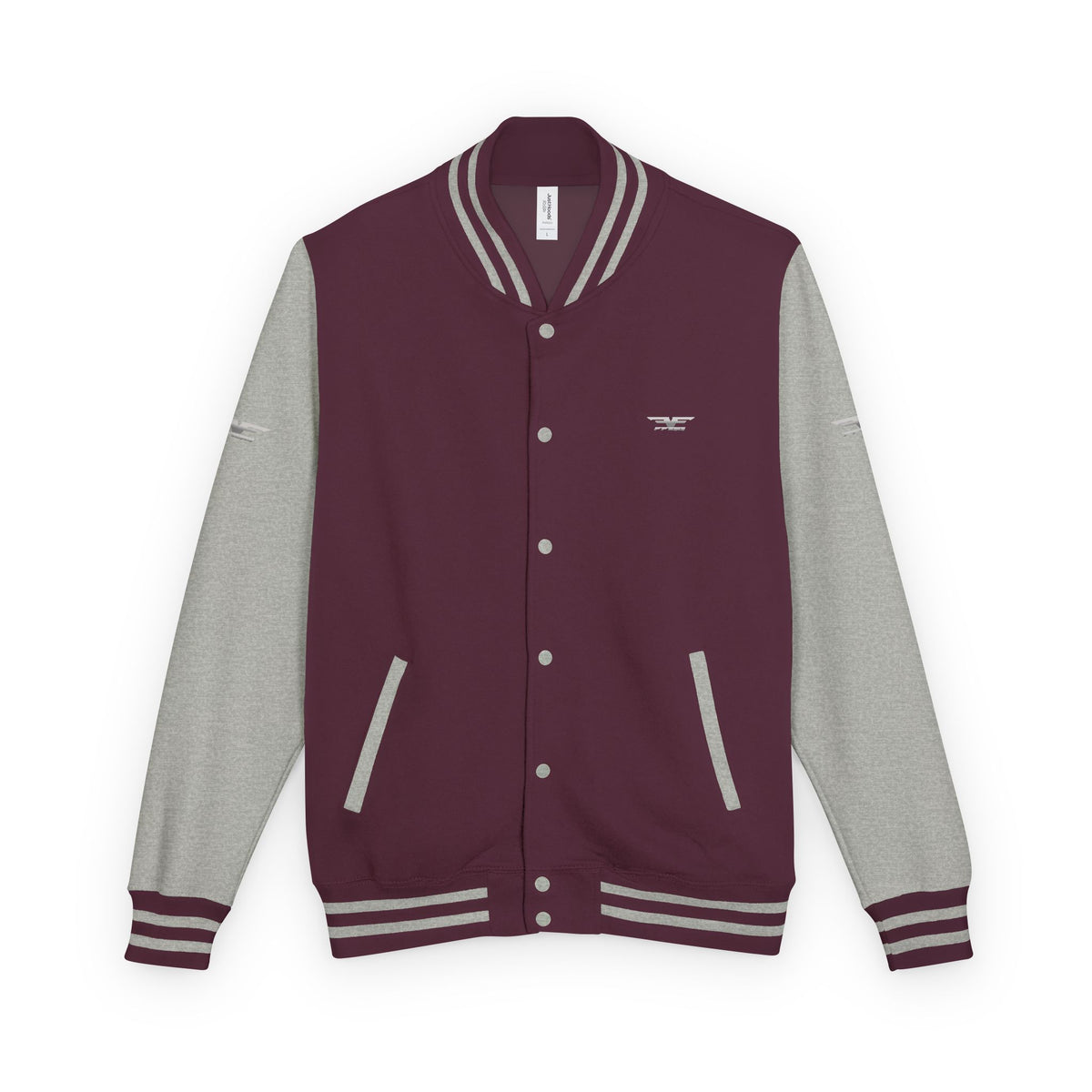Black and White Varsity Jacket with Winged Logo