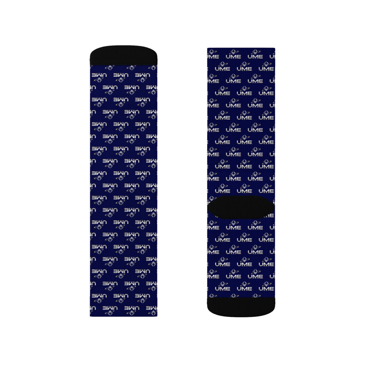 UME Monochrome Crew Socks — Navy All-Over Sublimation Print