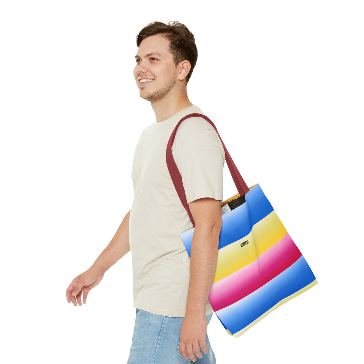 Colorful Pride Stripes Tote Bag – Pastel Blue, Yellow & Pink AOP