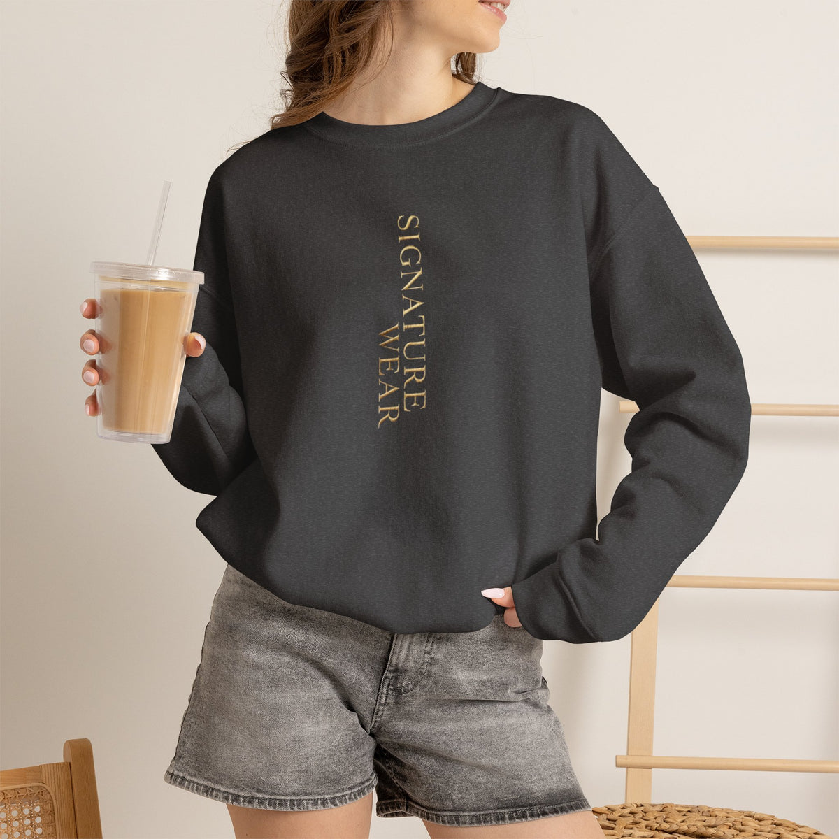 Signature Wear Minimalist Crewneck Sweatshirt — Black, Sand & More
