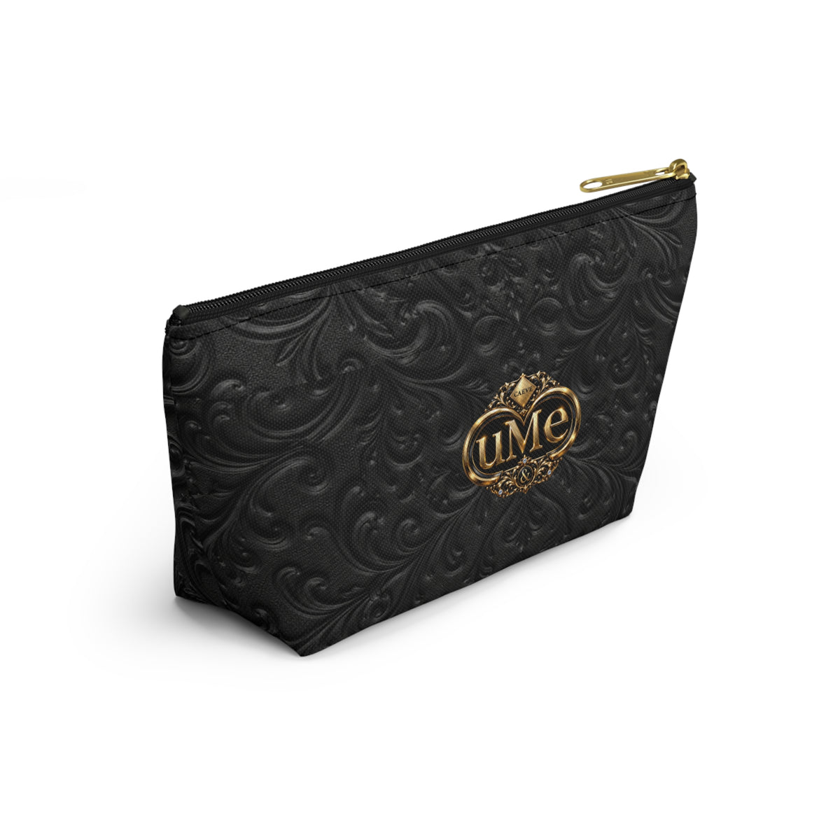 Black UME Gold Crest Accessory Pouch — All-Over Print
