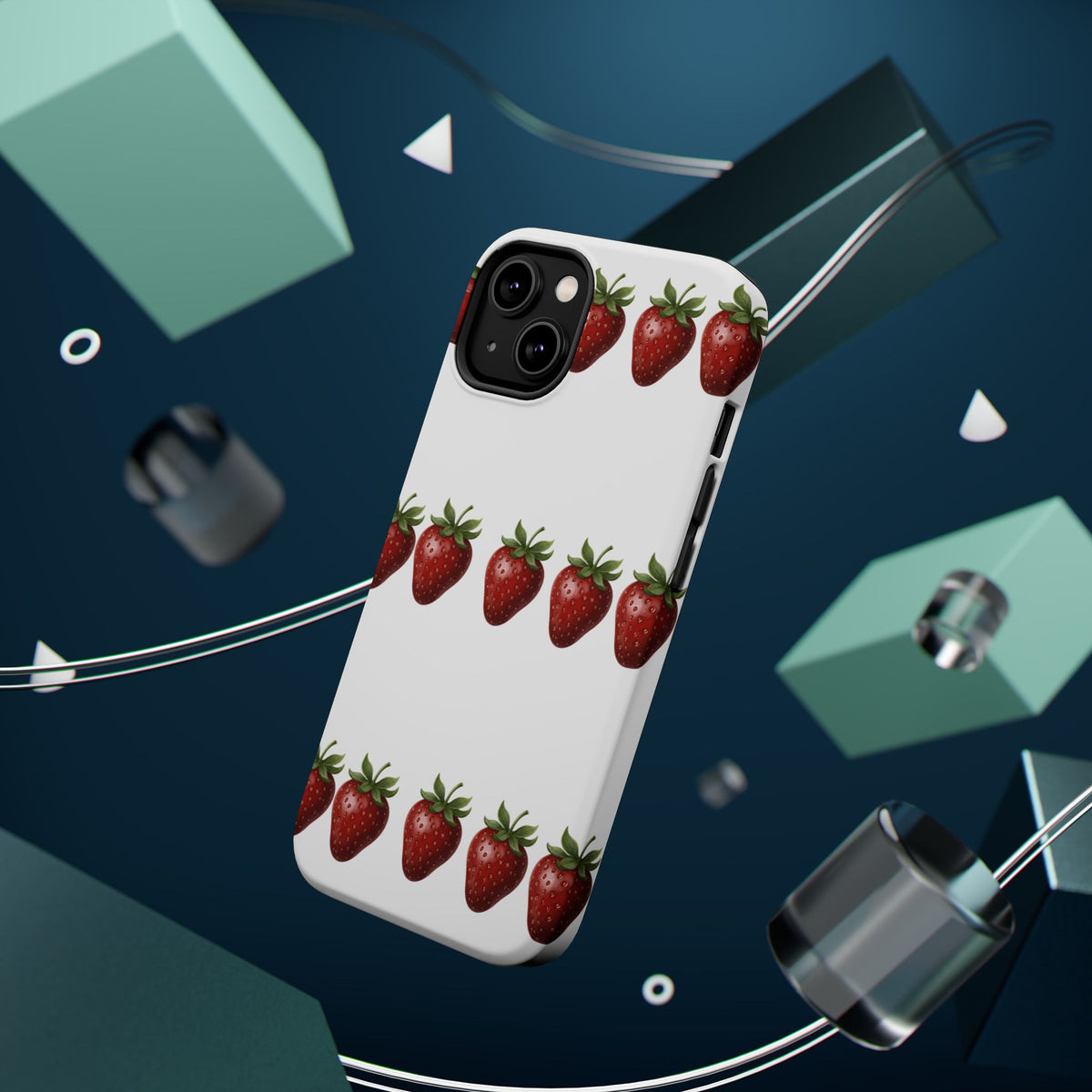 Strawberry Row Phone Case — White MagSafe Magnetic Impact-Resistant Cover