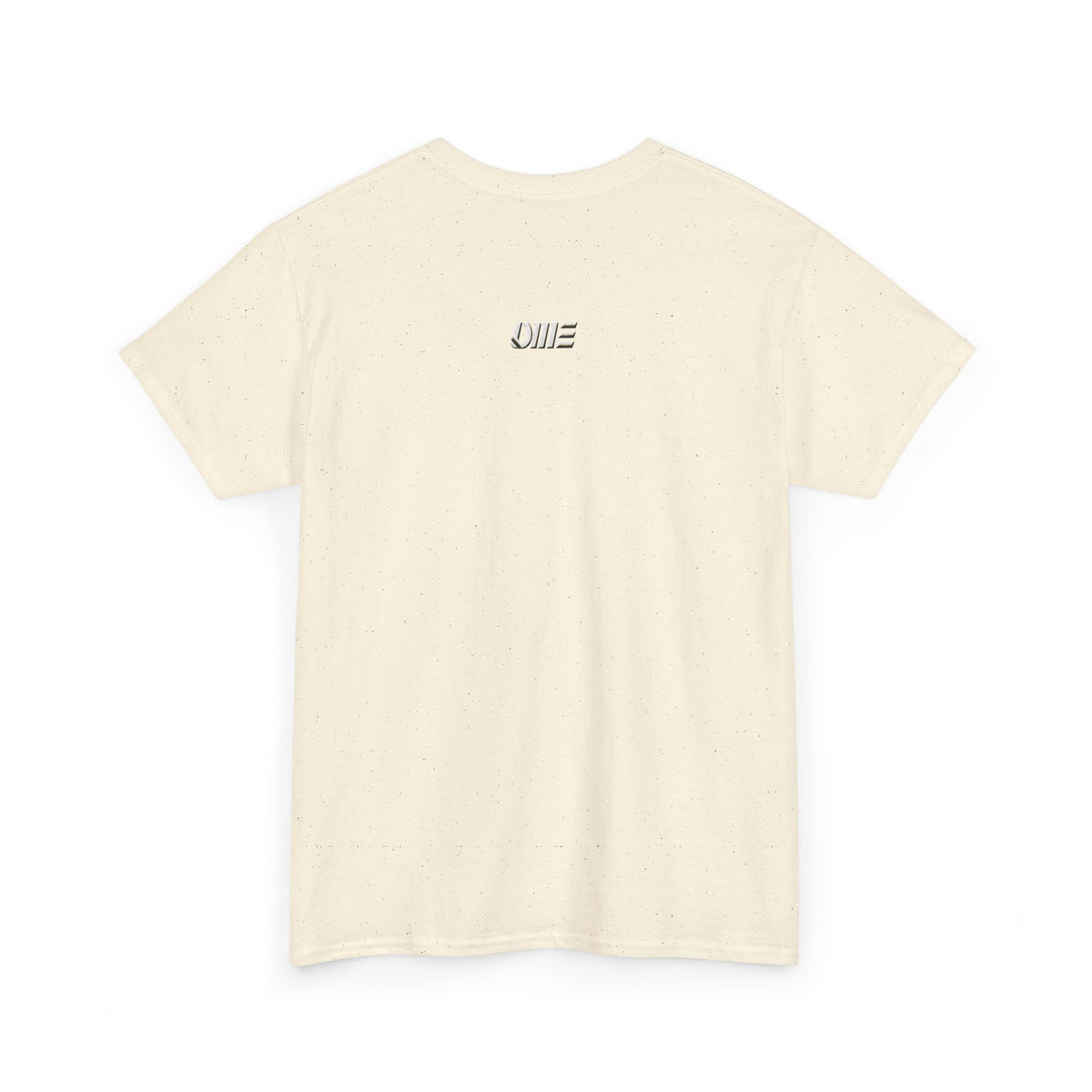 Minimalist string design Fish Tee — Small Chest Fish & Back 'OWE' Graphic
