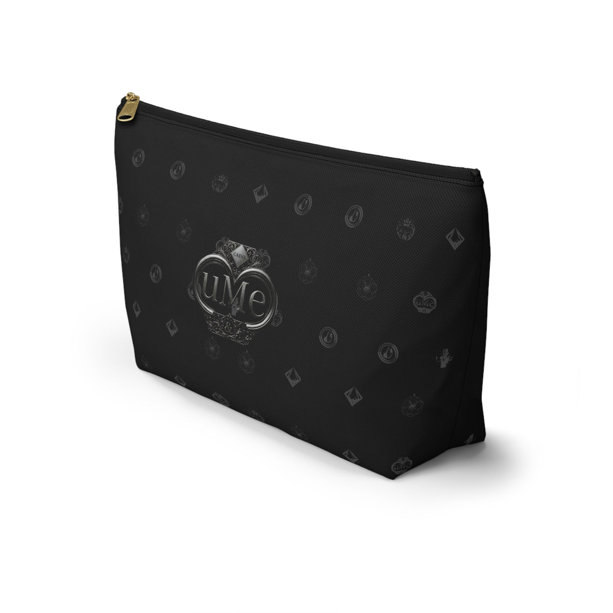 Black Luxe Logo Accessory Pouch — UME T-Bottom Cosmetic Bag