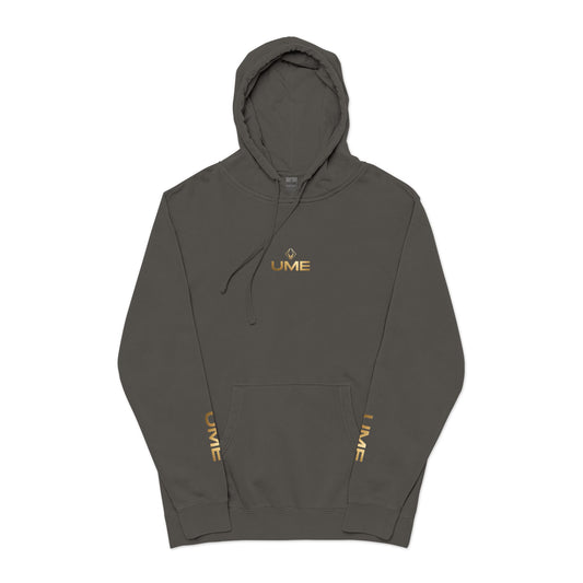 UME Vertical Logo Pigment-Dyed Hoodie – Minimal Pullover Streetwear