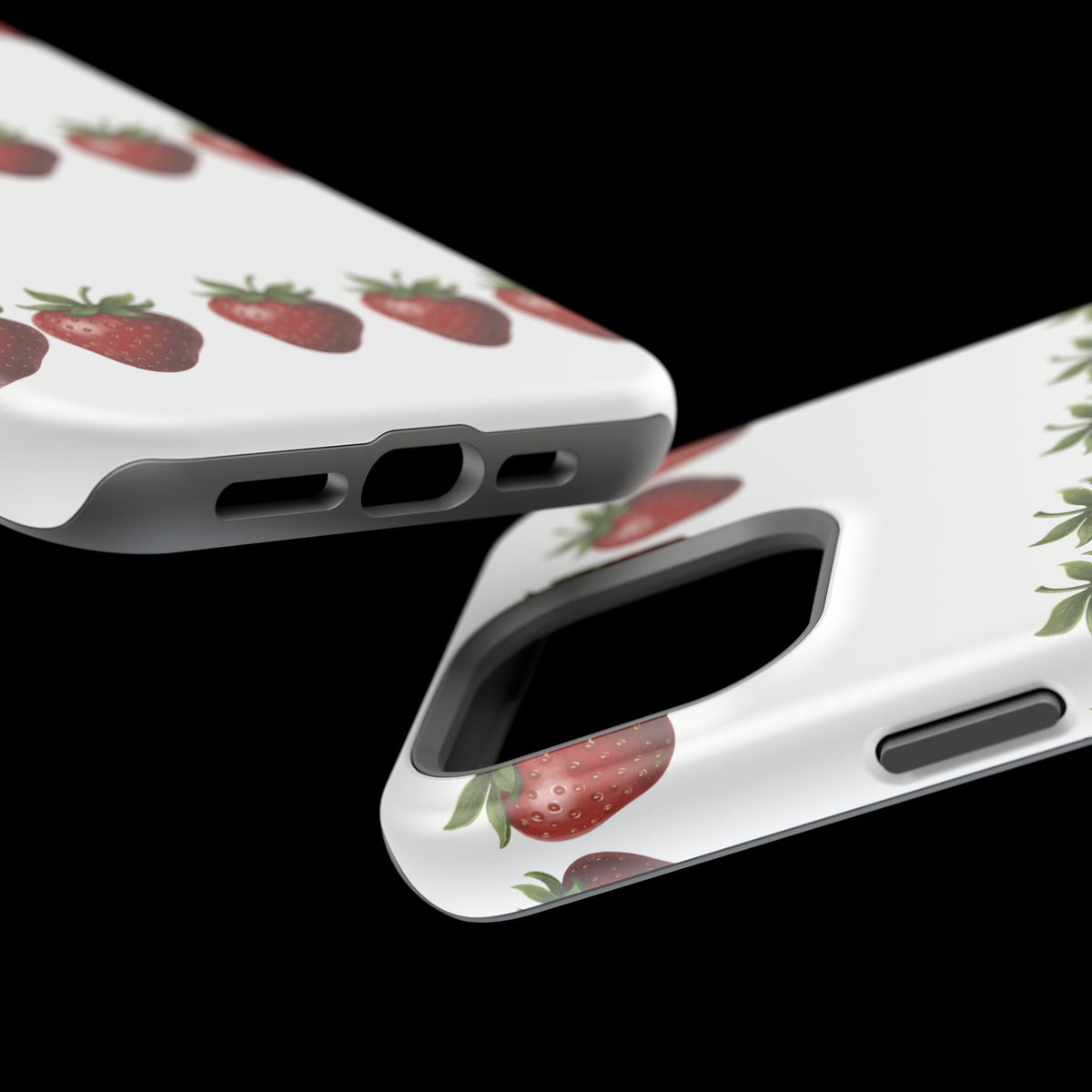 Strawberry Row Phone Case — White MagSafe Magnetic Impact-Resistant Cover
