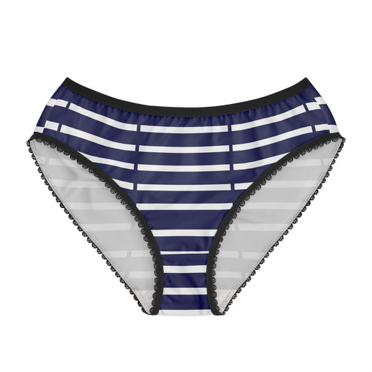 Navy Stripe Lace-Trim Women’s Briefs — Soft Bikini Underwear