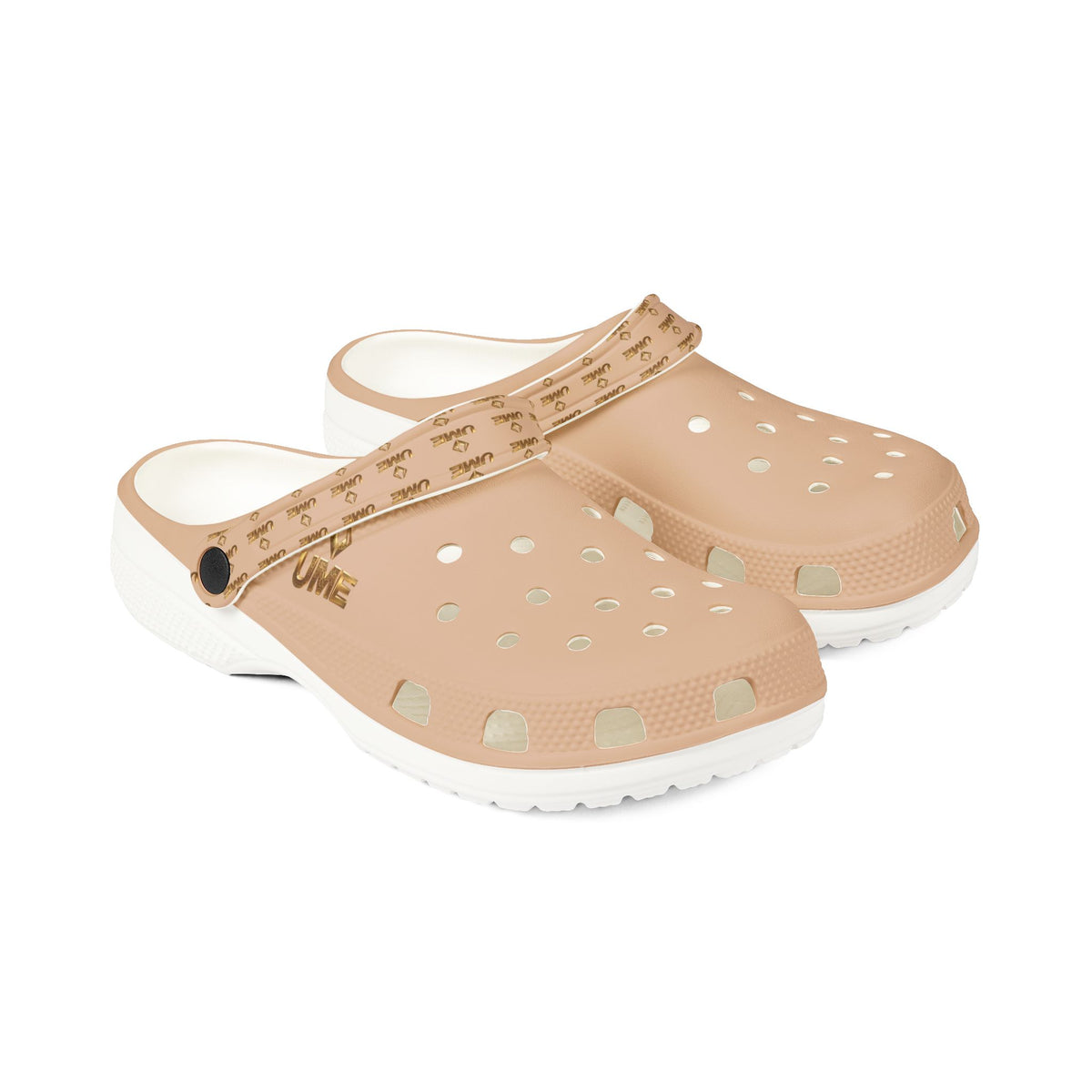 Light Beige EVA Foam Clogs — UME Logo Strap Slip-Ons