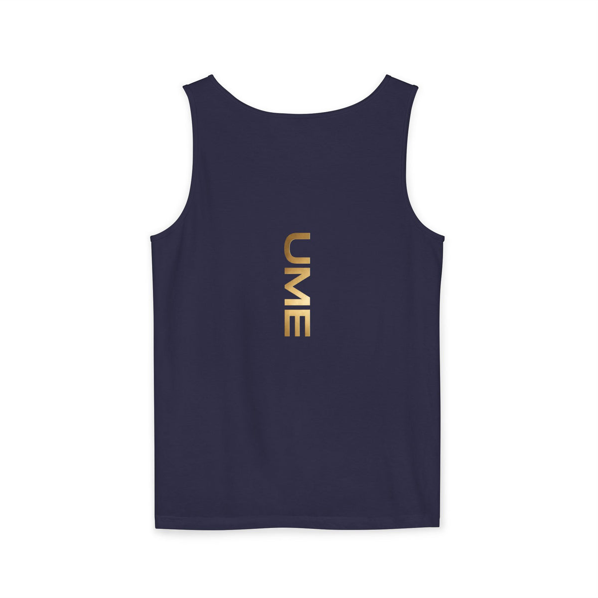 UME Gold Vertical Logo Tank Top – Garment-Dyed Unisex Muscle Tee