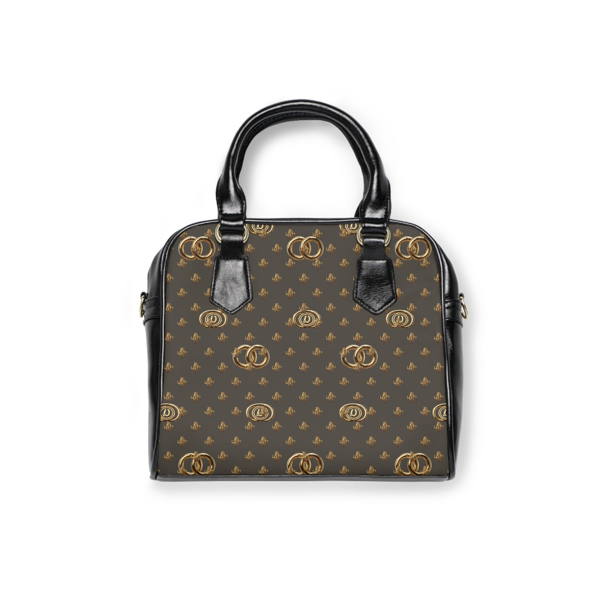 Vintage Monogram Shoulder Handbag — Grey & Gold Patterned Purse