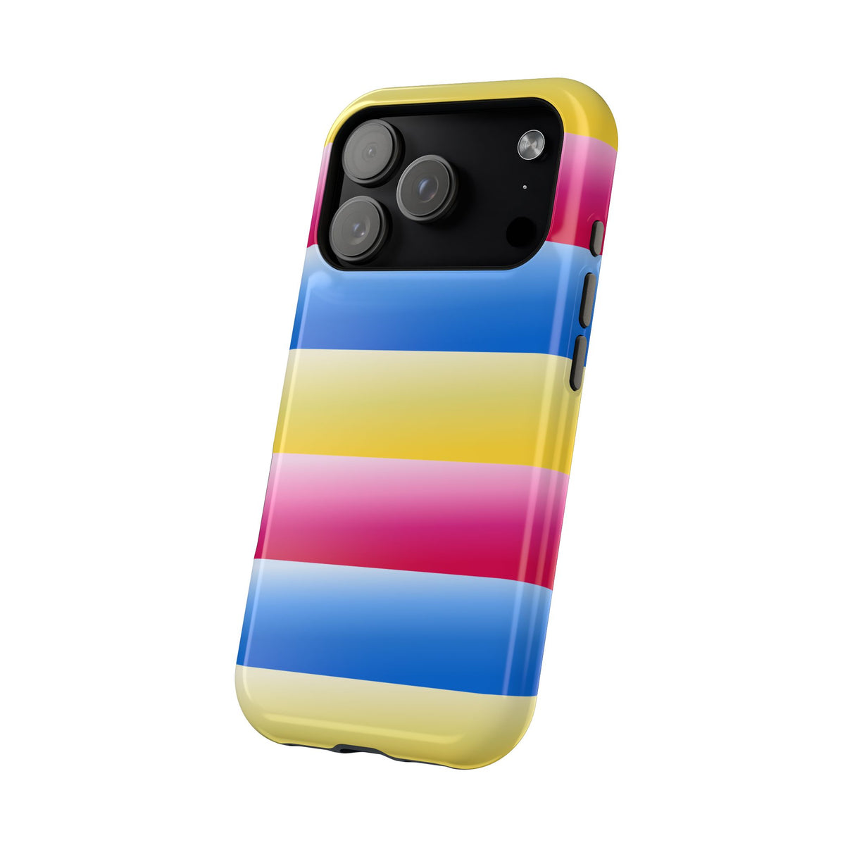Striped Magnetic Impact-Resistant Phone Case — Colorful Pink Blue Yellow Protection