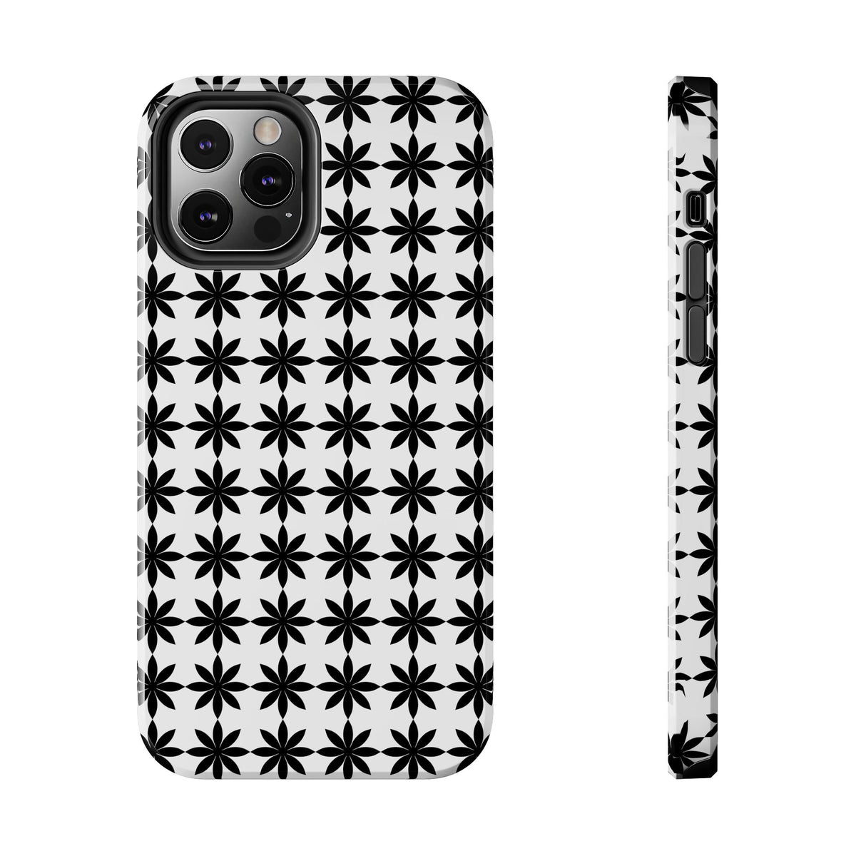 Tough Phone Case — Black & White Geometric Star Pattern