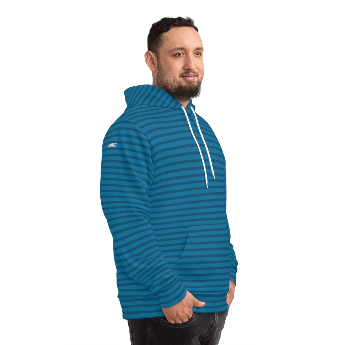 Blue Striped Fashion Hoodie — UME All-Over Print Casual Pullover