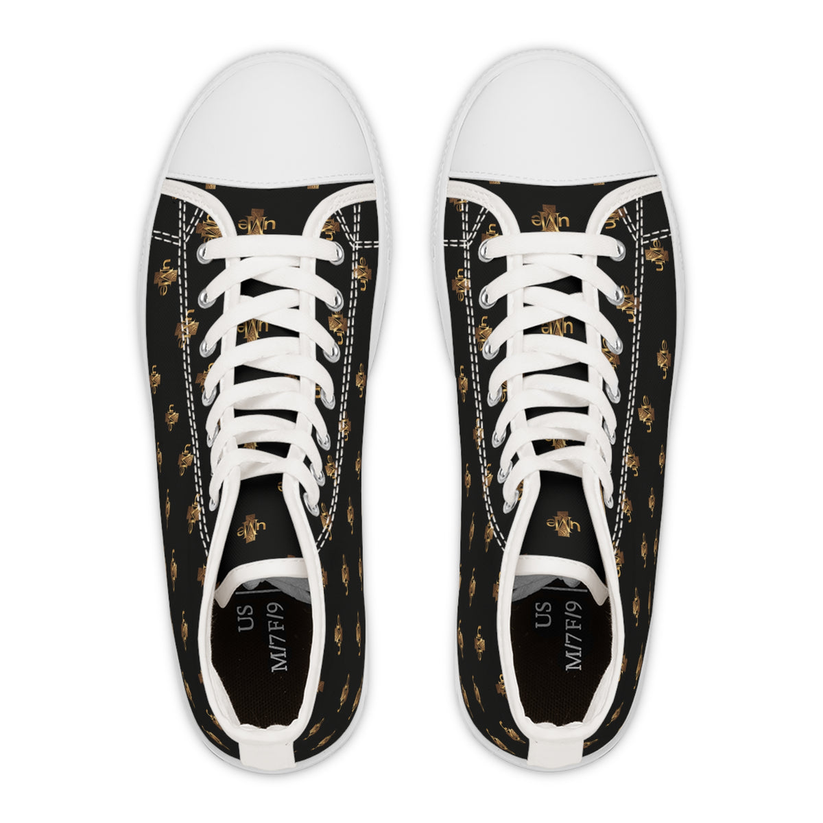 Women’s High-Top Sneakers — Black All-Over Print