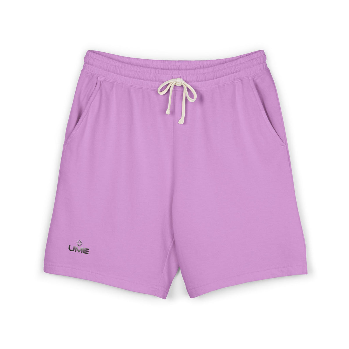 Fleece Sweat Shorts — Garment-Dyed UME Dark Grey Logo All-Over Print