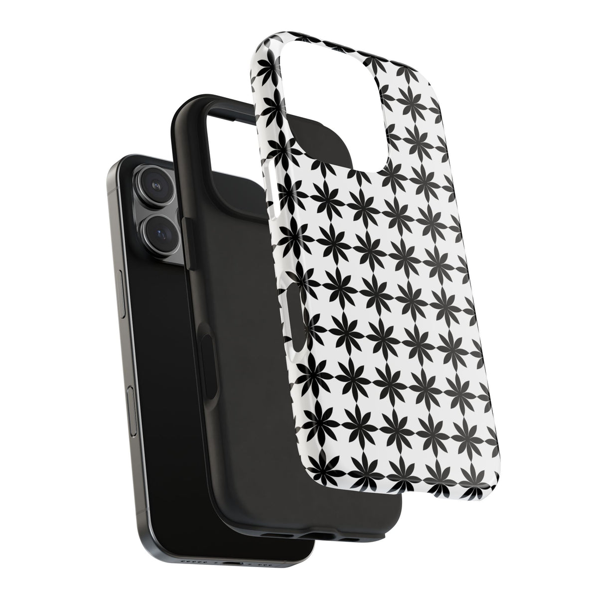 Tough Phone Case — Black & White Geometric Star Pattern