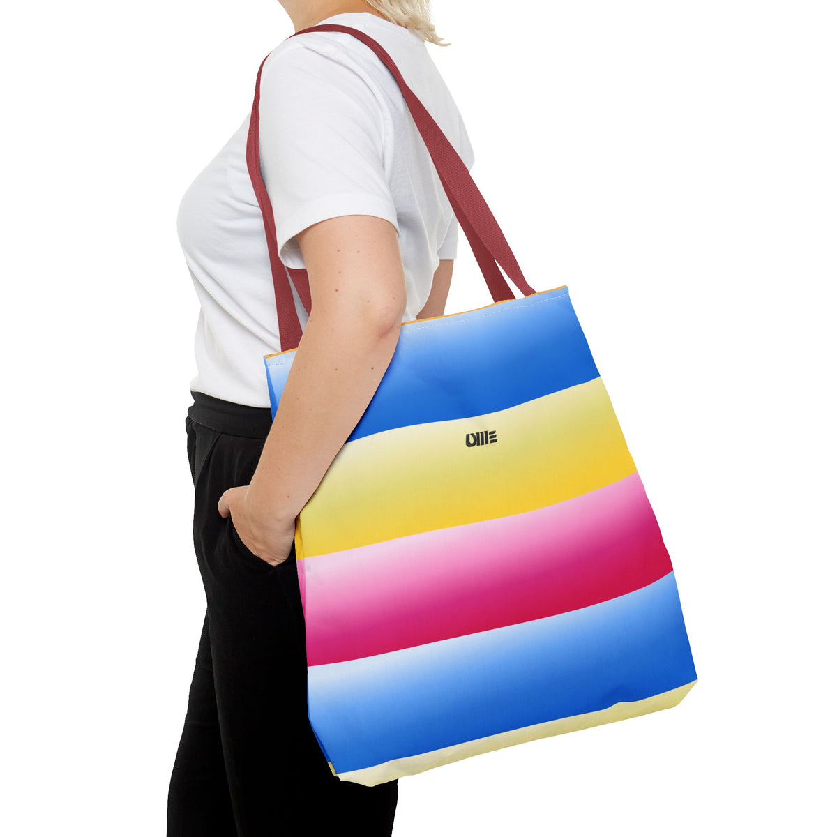 Colorful Pride Stripes Tote Bag – Pastel Blue, Yellow & Pink AOP