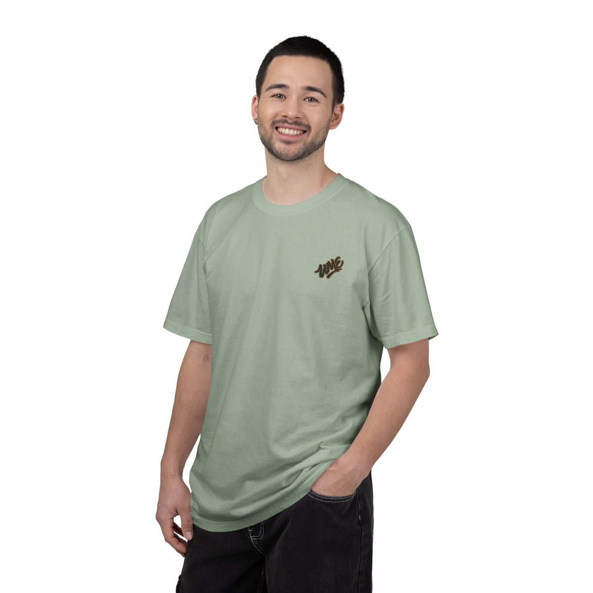 Garment-Dyed Heavyweight Tee — UME Black Logo Front & Back