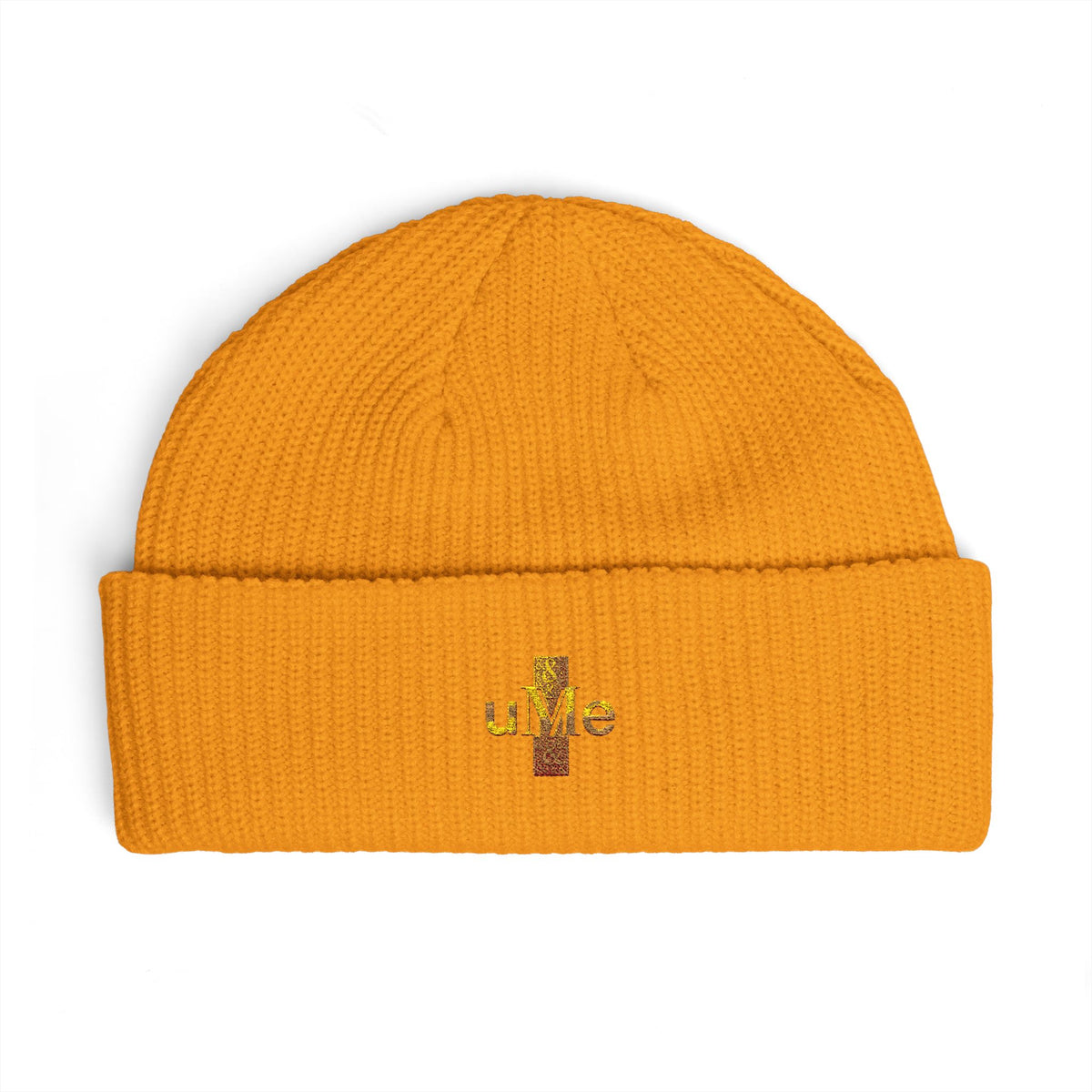 Ribbed Cuff Beanie — Multi-Color Gold Embroidered Hat