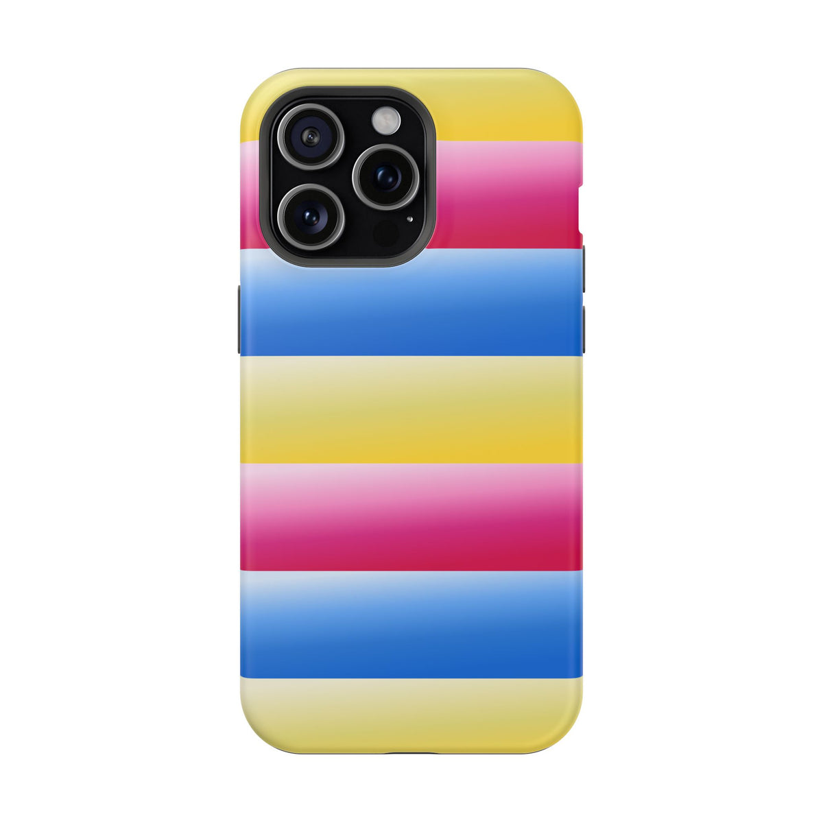 Striped Magnetic Impact-Resistant Phone Case — Colorful Pink Blue Yellow Protection