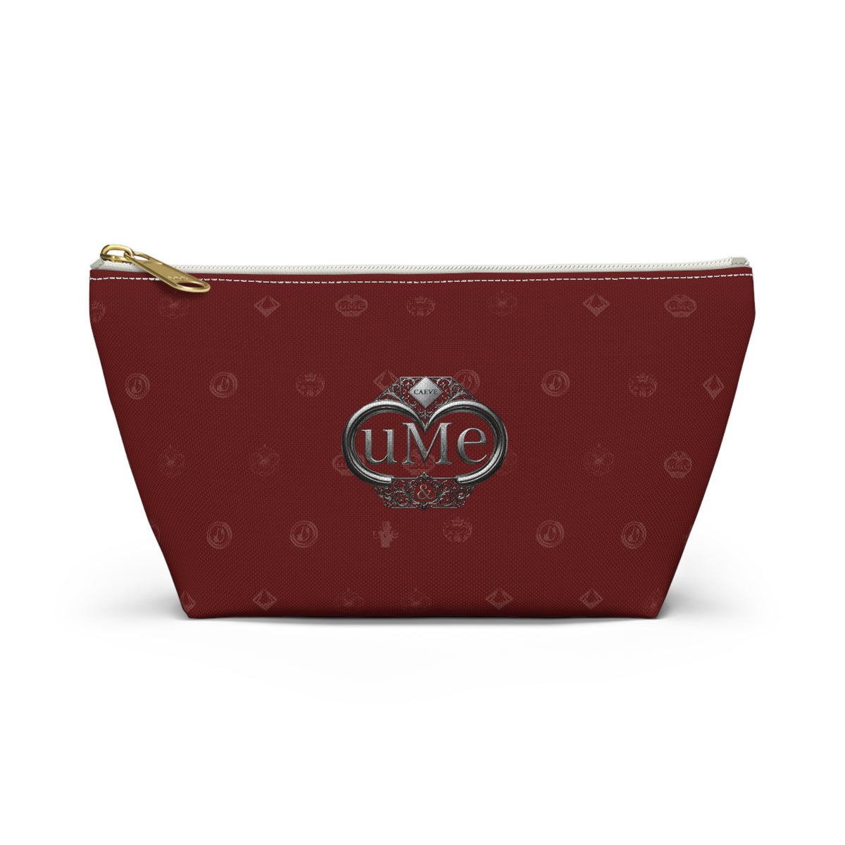 Burgundy Monogram Accessory Pouch — UME T-Bottom Cosmetic Bag