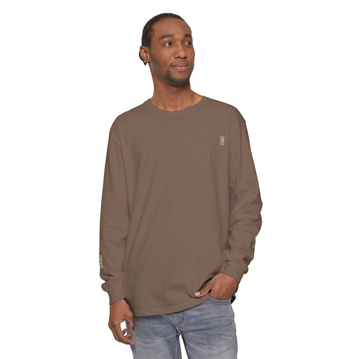 Garment-Dyed Long-Sleeve T-Shirt — Multi-Color Minimal Graphic