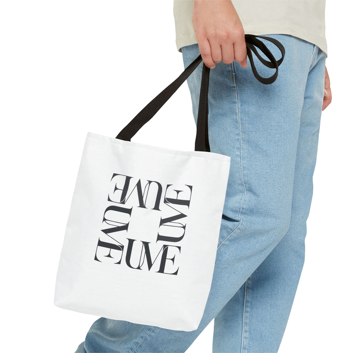 UME Square Typography Tote Bag — White