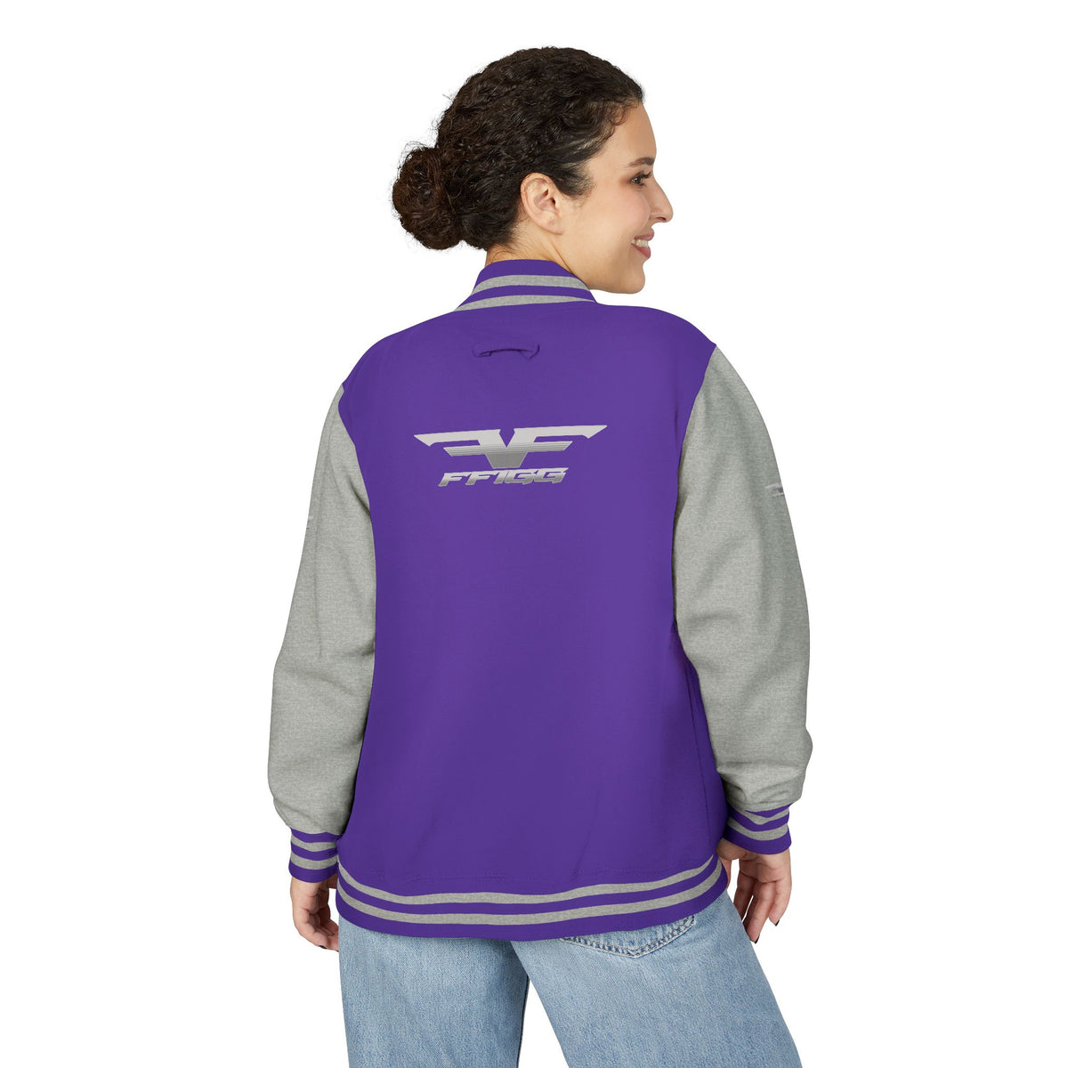 Black and White Varsity Jacket with Winged Logo
