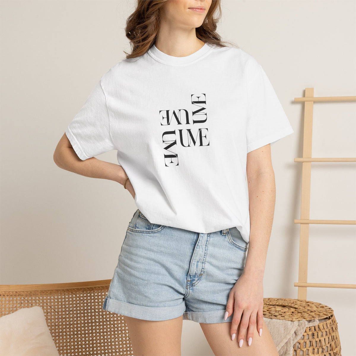 UME Typography Garment-Dyed T-Shirt — White, Ivory & More Colors
