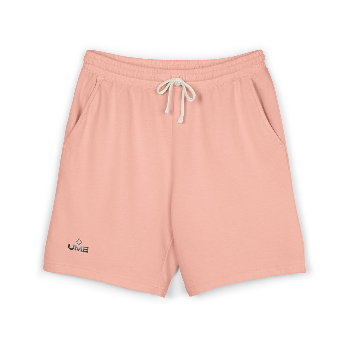 Fleece Sweat Shorts — Garment-Dyed UME Dark Grey Logo All-Over Print