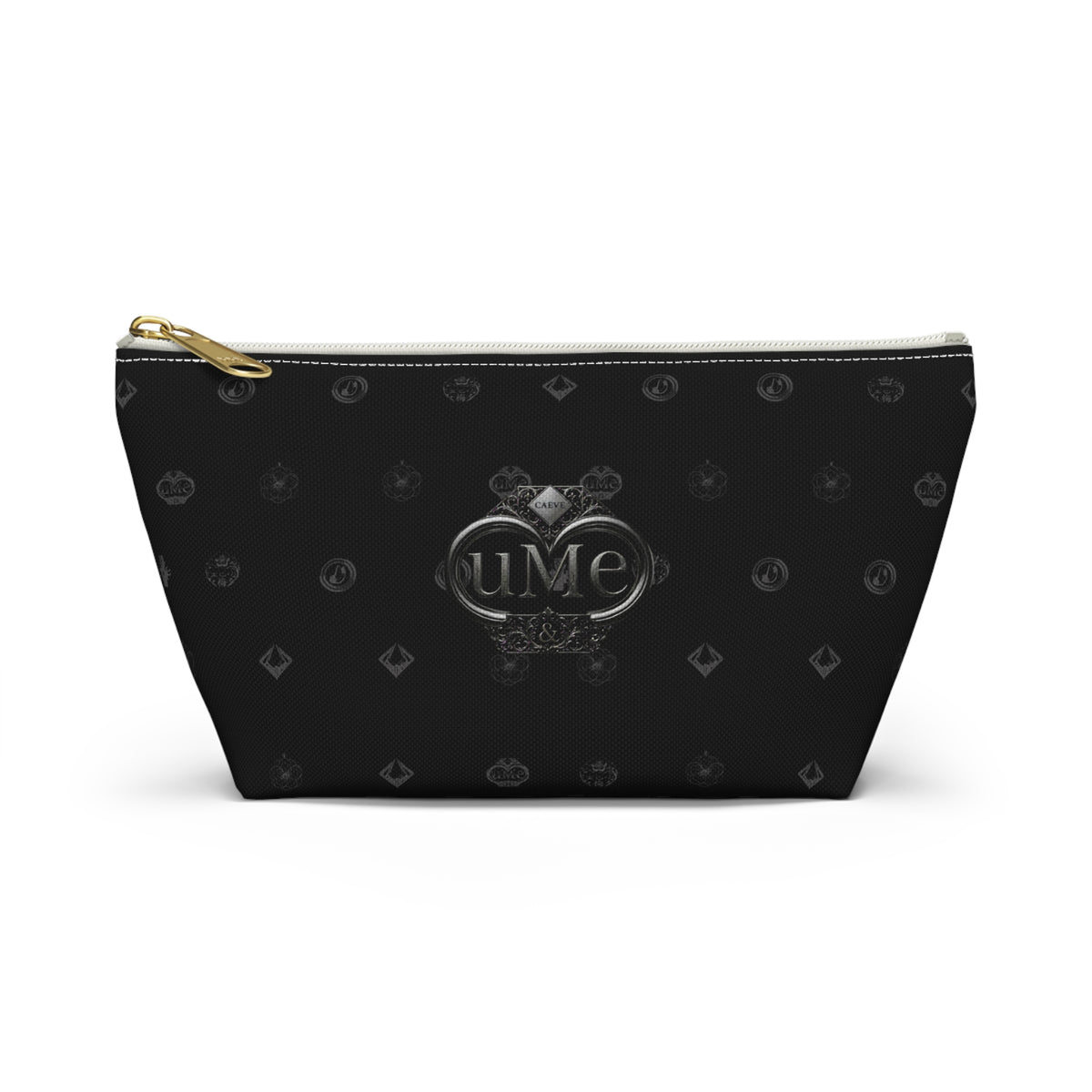 Black Luxe Logo Accessory Pouch — UME T-Bottom Cosmetic Bag