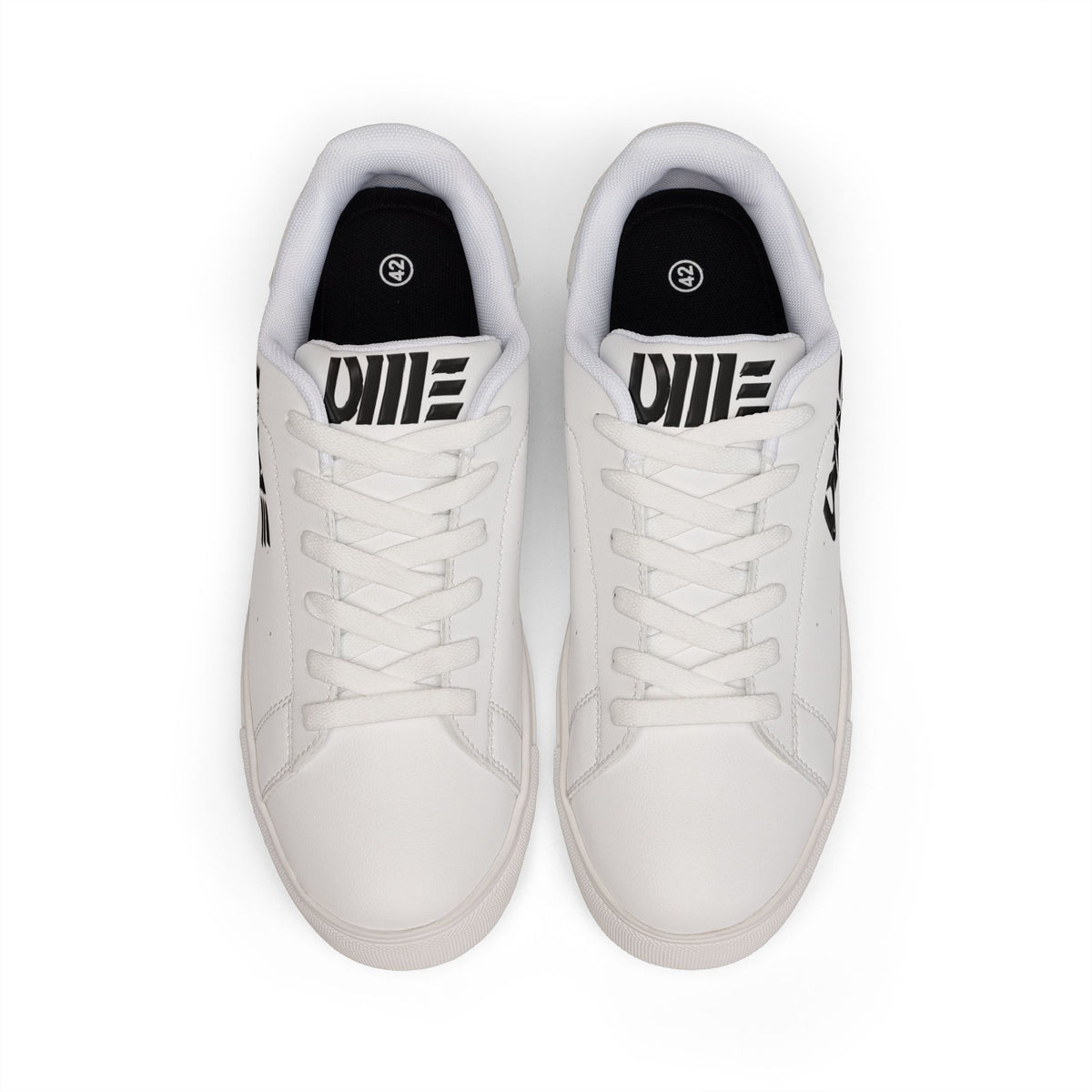 Leather Low-Top Sneakers — Minimal Black Logo Casual Trainers