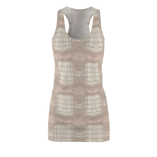 Racerback Dress — Neutral Crocodile Texture All-Over Print