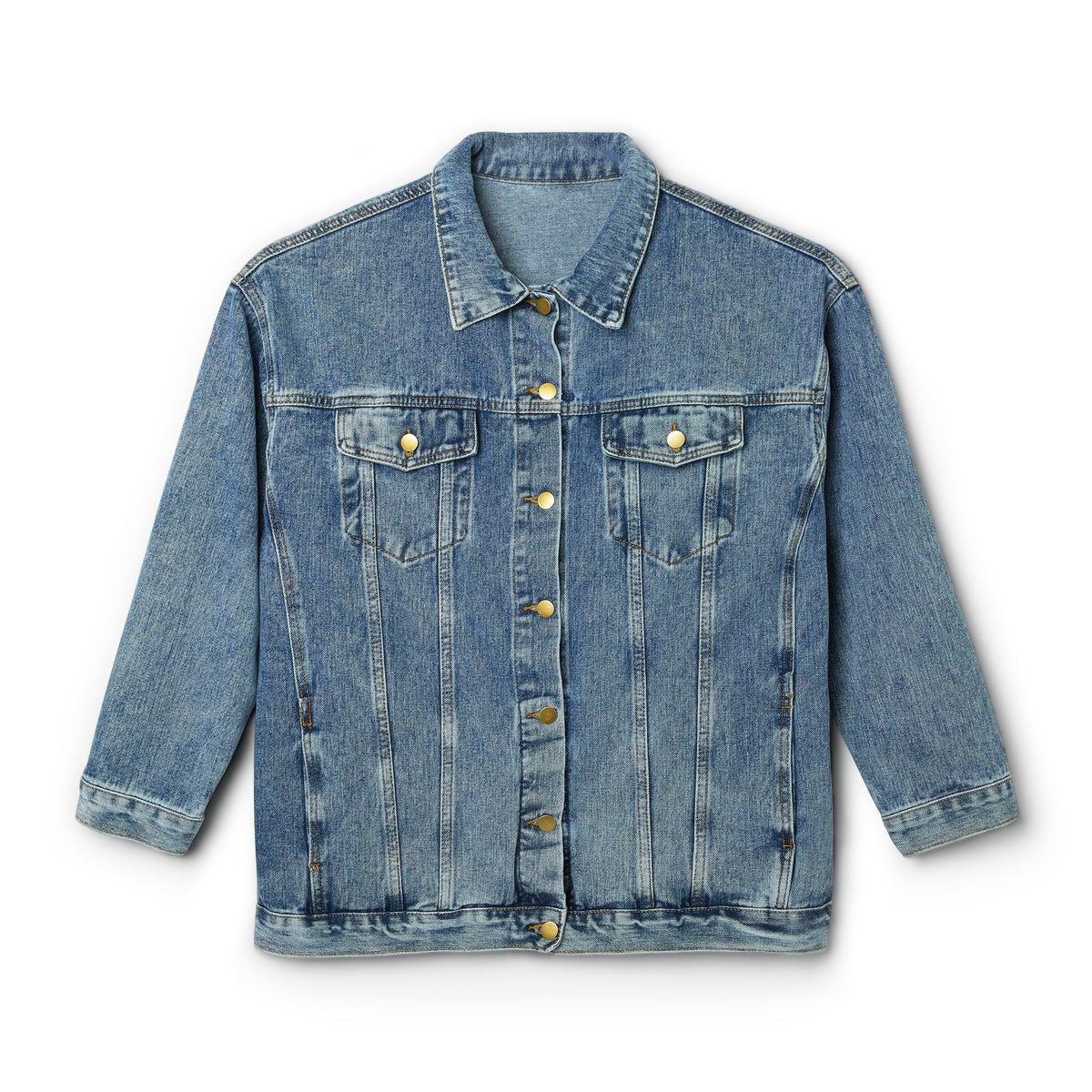 Women's Denim Jacket with FIGG Back Graphic — Medium Blue