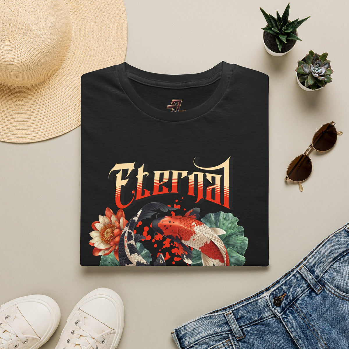 Eternal Waters T‑Shirt — Koi Pond Floral Graphic Tee