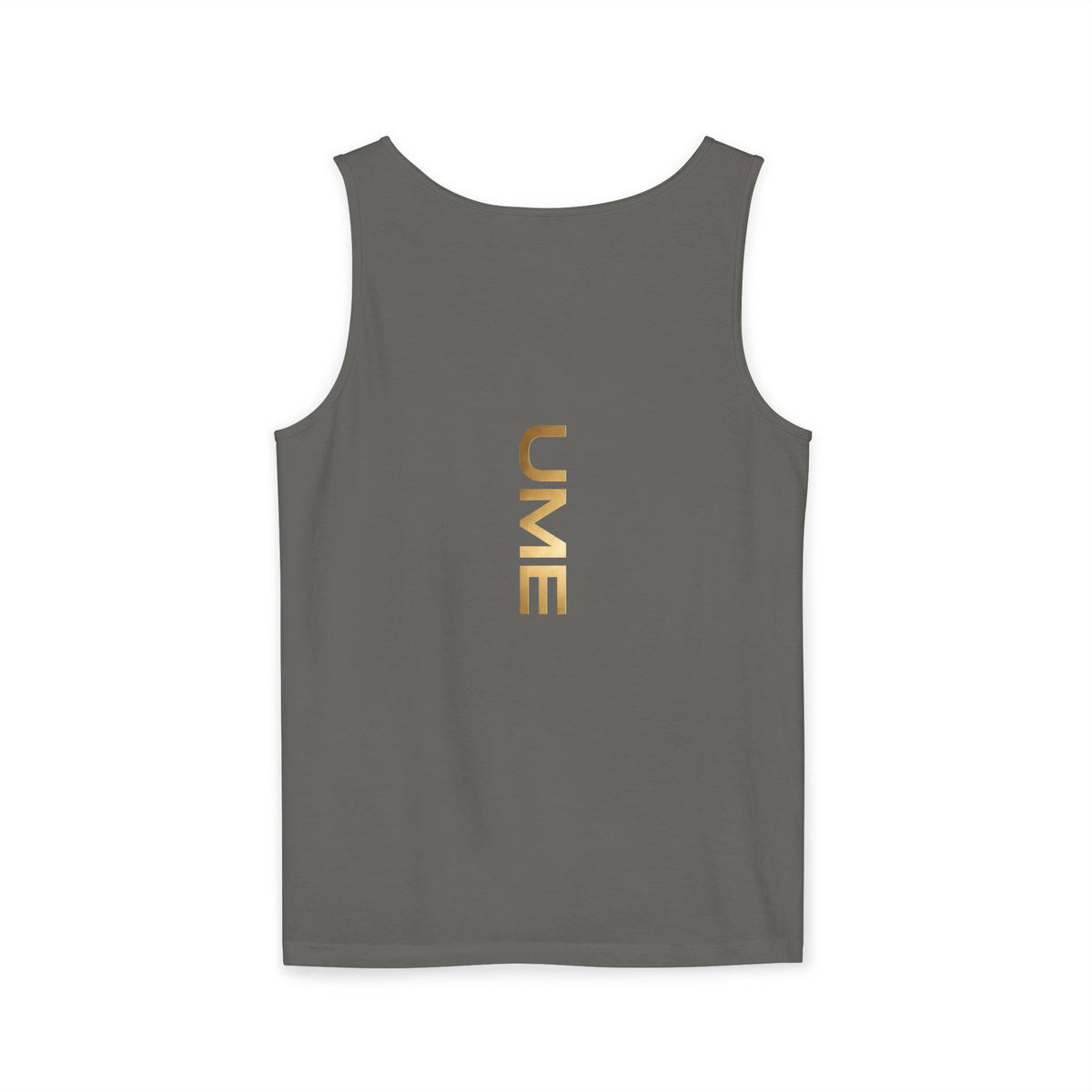 UME Gold Vertical Logo Tank Top – Garment-Dyed Unisex Muscle Tee