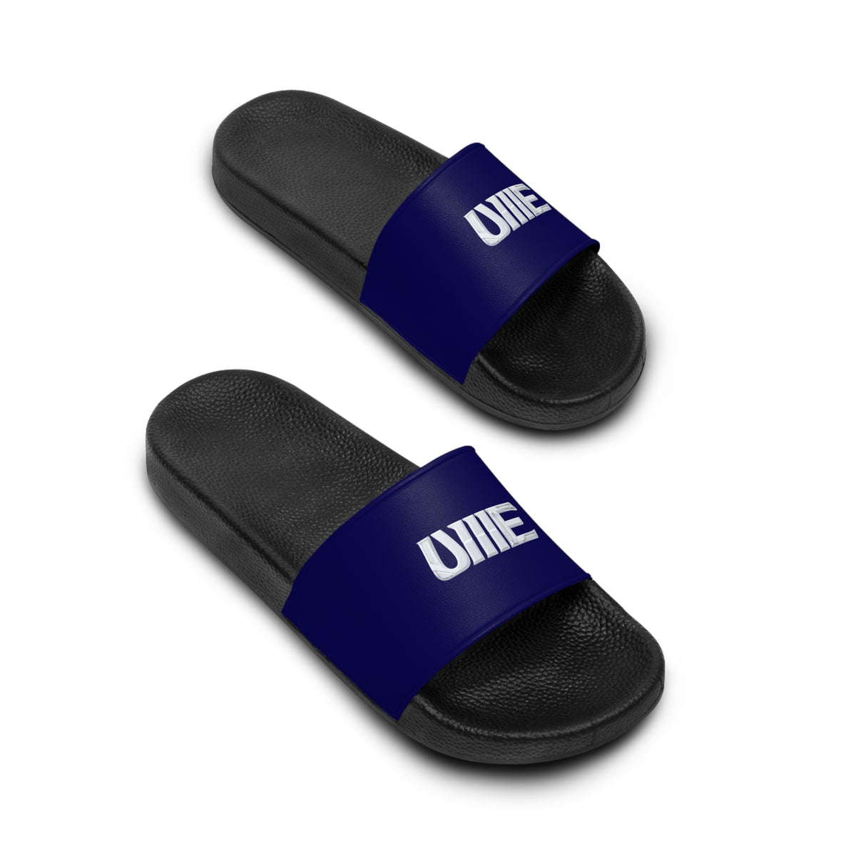 Men's Navy Slide Sandals with Bold 'UllE' Logo — Casual Pool & Beach Slides