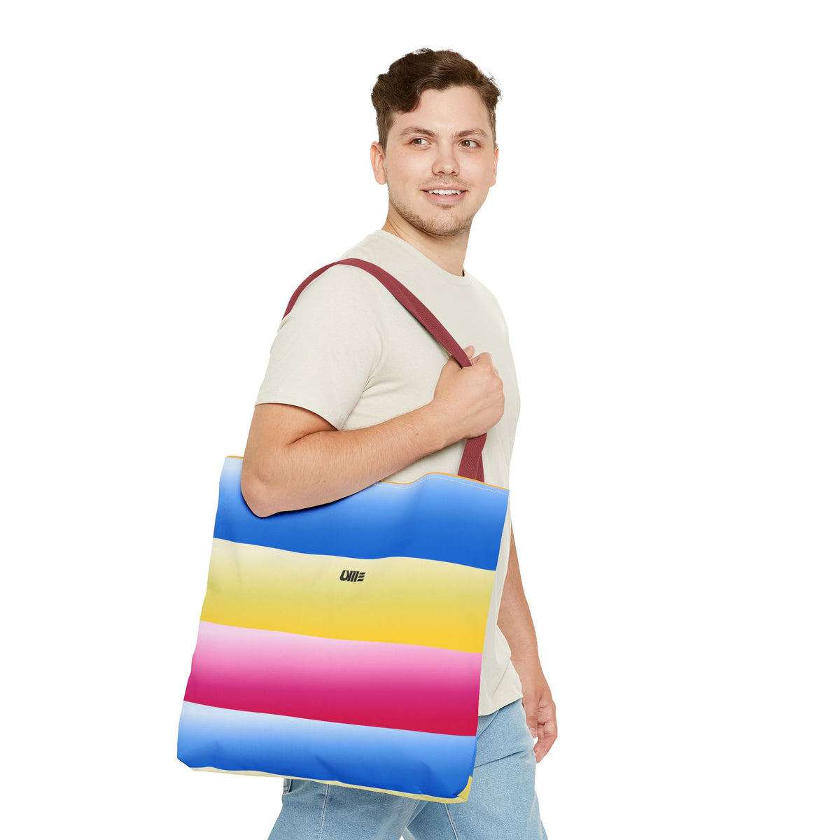 Colorful Pride Stripes Tote Bag – Pastel Blue, Yellow & Pink AOP