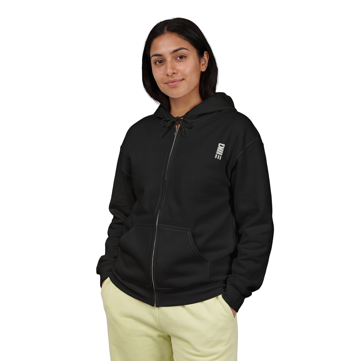Full-Zip Midweight Hoodie — Multi-Color Minimal Graphic
