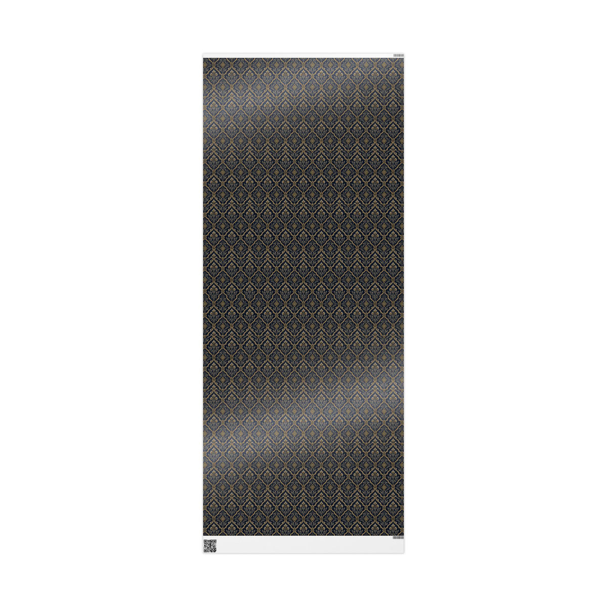 Lux Navy & Gold Damask Wrapping Paper Roll — Elegant Gift Wrap for Weddings, Anniversaries & Holidays