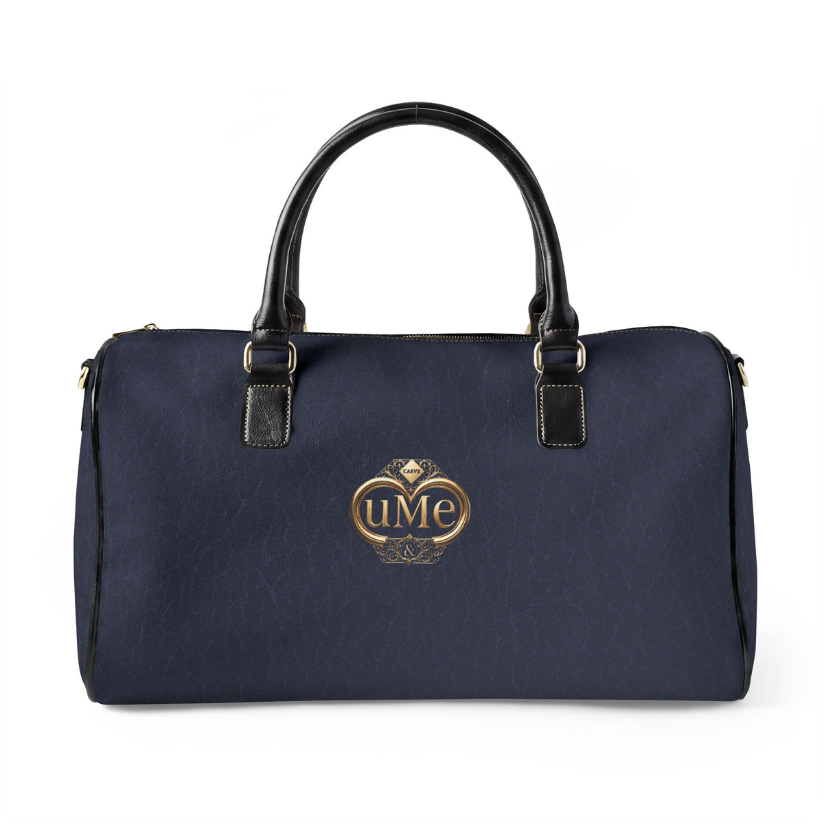 Navy UME Gold Crest Travel Duffel — PU Faux Leather